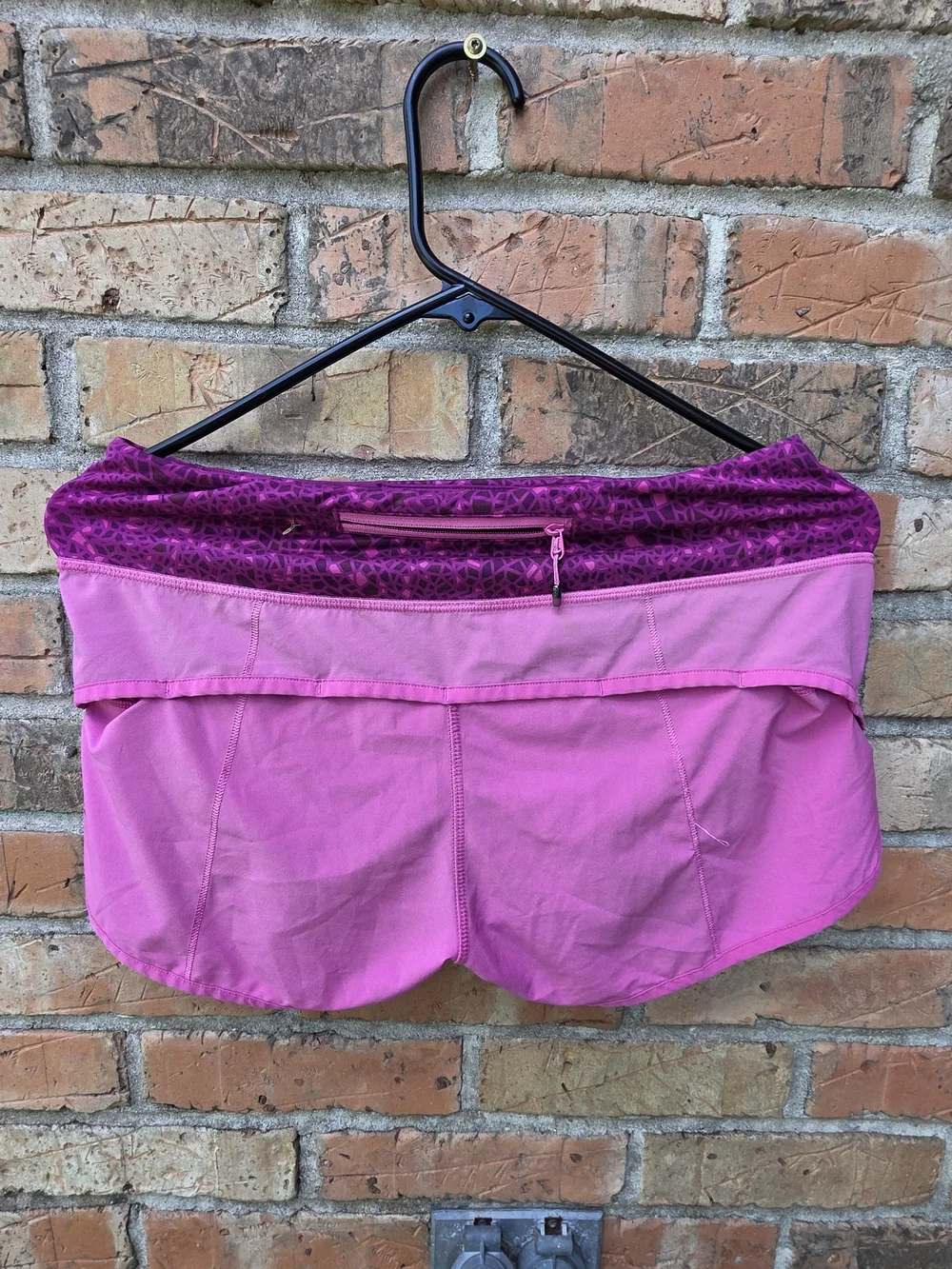 lululemon athletica Pink Layered Running Shorts with Patterned Waistband